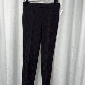 Ann Taylor Women's Pants Textured Navy Blue w/ Red Ankle Size 4